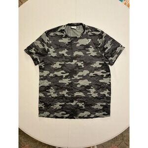 Gymshark Mens Arrival Camo T-Shirt Grey Camouflage Mesh Performance Top L